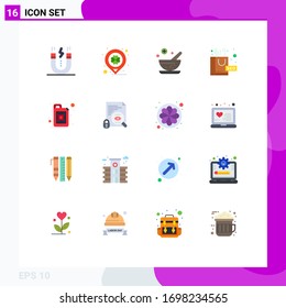 Group of 16 Modern Flat Colors Set for gasoline; seo package; marker; seo; complex Editable Pack of Creative Vector Design Elements