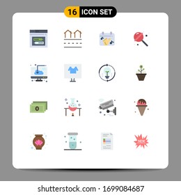 Group of 16 Modern Flat Colors Set for sweets; lollipop; real; candy; play Editable Pack of Creative Vector Design Elements