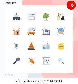 Grupo de 16 Colores planos modernos para el envío; casilla; configuración web; vela; paquete editable spa con elementos de diseño de vectores creativos