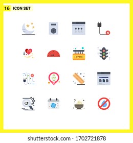 Group of 16 Modern Flat Colors Set for hardware; devices; turntable; cord; website Editable Pack of Creative Vector Design Elements