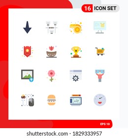 Group of 16 Modern Flat Colors Set for insurance; credit; whistle; account; shopping Editable Pack of Creative Vector Design Elements