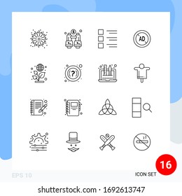 Group of 16 Modern Outlines Set for day; digital; details; ad blocker; ad Editable Vector Design Elements