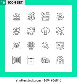 Group of 16 Modern Outlines Set for robe; clothes; dot; designer; lamp Editable Vector Design Elements