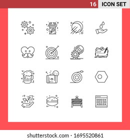 Group of 16 Modern Outlines Set for love; father; space; dad; energy Editable Vector Design Elements