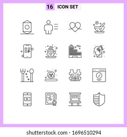 Group of 16 Modern Outlines Set for growing; herbal; human; healthcare; like Editable Vector Design Elements
