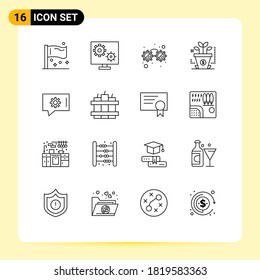 Grupo de los 16 Líneas de Banda Modernas para la configuración de chat; inicio; pantalla; inversión; Elementos de diseño de vectores editables por partes