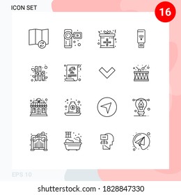 Group of 16 Modern Outlines Set for plant; bamboo; box; signal; wifi Editable Vector Design Elements
