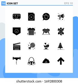 Gruppe von 16 modernen festen Glyphen Set zur Kontrolle; Ton, Karriere; Schule; Design-Elemente für Vektorillustrationen mit Audiobearbeitung