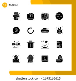 Group of 16 Modern Solid Glyphs Set for restore; locked; security; lock; child Editable Vector Design Elements