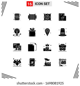 Group of 16 Modern Solid Glyphs Set for ideas; technology; design; storage; mobile Editable Vector Design Elements