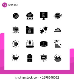 Group of 16 Modern Solid Glyphs Set for add; counter; cloud; clockwise; backup Editable Vector Design Elements