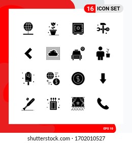 Group of 16 Modern Solid Glyphs Set for back; it solutions; lock; hammer; computing Editable Vector Design Elements