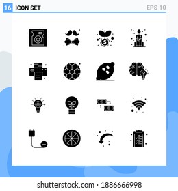 Group of 16 Modern Solid Glyphs Set for education; print; dollar; office; china Editable Vector Design Elements