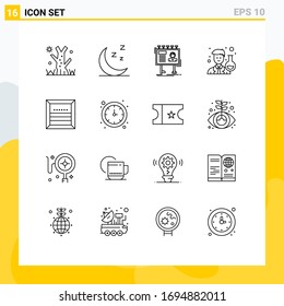 Group of 16 Outlines Signs and Symbols for commerce; box; billboard; scientist; avatar Editable Vector Design Elements