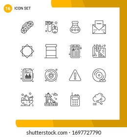 Group of 16 Outlines Signs and Symbols for thanksgiving; message; pot; letter; festival Editable Vector Design Elements