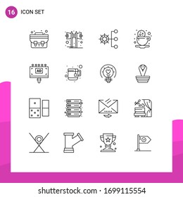 Group of 16 Outlines Signs and Symbols for ad; cookie; company; coffee; organization Editable Vector Design Elements