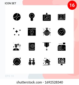 Group of 16 Solid Glyphs Signs and Symbols for night; international; baby; flag; bangladesh Editable Vector Design Elements