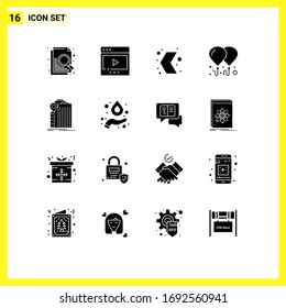Group of 16 Solid Glyphs Signs and Symbols for banking; motivation; arrow; fly; pointer Editable Vector Design Elements
