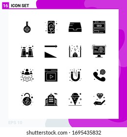 Group of 16 Solid Glyphs Signs and Symbols for seo; data; home wifi; server; mailbox Editable Vector Design Elements