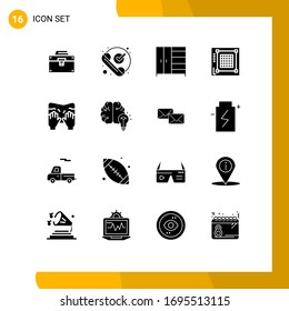 Group of 16 Solid Glyphs Signs and Symbols for website; layout; phone; grid; wardrobe Editable Vector Design Elements