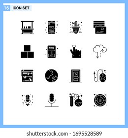 Gruppe von 16 sichtbaren Glyphen, Zeichen und Symbole für den Notfall; Konstrukteur; Blume; Steine; Bearbeitbare Vektorillustration-Design-Elemente