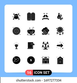 Group of 16 Solid Glyphs Signs and Symbols for healthcare; asterisk; fathers; gold; business Editable Vector Design Elements