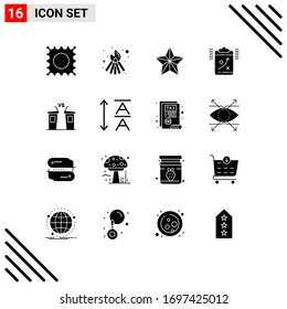 Grupo de 16 símbolos y símbolos de glifos sólidos para políticos; democracia; estrella; debate; elementos de diseño de vectores editables tácticos