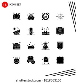 Group of 16 Solid Glyphs Signs and Symbols for food; selection; report; focus; choice Editable Vector Design Elements