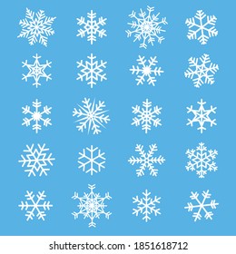 group of 20 white snowflakes