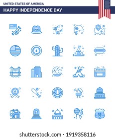 Group of 25 Blues Set for Independence day of United States of America such as states; star; buntings; protection; head Editable USA Day Vector Design Elements