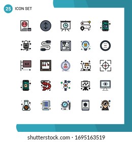 Group of 25 Filled line Flat Colors Signs and Symbols for cyber; phone; presentation; mobile; route Editable Vector Design Elements