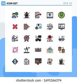 Group of 25 Filled line Flat Colors Signs and Symbols for season; fall; arrow; calendar; smartphone Editable Vector Design Elements