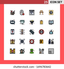 Group of 25 Filled line Flat Colors Signs and Symbols for school; student; remove; desk; user Editable Vector Design Elements