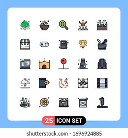 Group of 25 Filled line Flat Colors Signs and Symbols for erlenmeyer flask; team; in; mentorship; growth Editable Vector Design Elements