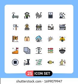 Group of 25 Filled line Flat Colors Signs and Symbols for orbit; satellite; sine; flip; device Editable Vector Design Elements