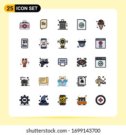Group of 25 Filled line Flat Colors Signs and Symbols for park; water; cancel; sync; document Editable Vector Design Elements