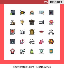 Group of 25 Filled line Flat Colors Signs and Symbols for study; book; view; online; dialog Editable Vector Design Elements