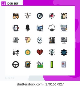 Group of 25 Filled line Flat Colors Signs and Symbols for thinking; creative; badge; ui; basic Editable Vector Design Elements