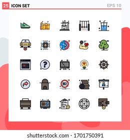 Group of 25 Filled line Flat Colors Signs and Symbols for shop; drinks; science; rings; hanging Editable Vector Design Elements