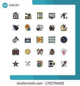 Group of 25 Filled line Flat Colors Signs and Symbols for key; virus; rack; software; diagnosed Editable Vector Design Elements