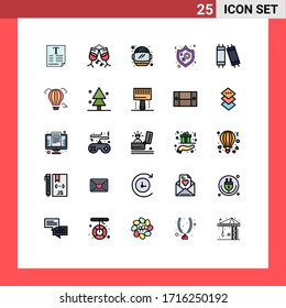Group of 25 Filled line Flat Colors Signs and Symbols for light; halogen; helmet; woman; law Editable Vector Design Elements