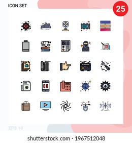 Group of 25 Filled line Flat Colors Signs and Symbols for computing; electronic; scene; device; machine Editable Vector Design Elements
