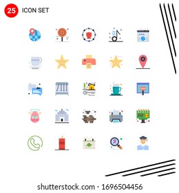 Group of 25 Flat Colors Signs and Symbols for address; note; computing; musical; audio Editable Vector Design Elements