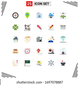 Group of 25 Flat Colors Signs and Symbols for seo; development; camera; book; education Editable Vector Design Elements