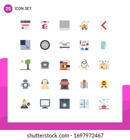 Group of 25 Flat Colors Signs and Symbols for expand; left; grid; arrow; luggage Editable Vector Design Elements