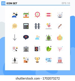 Group of 25 Flat Colors Signs and Symbols for holiday; candy; festival; sweet; location Editable Vector Design Elements