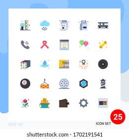 Group of 25 Flat Colors Signs and Symbols for bus; milk; diet; bottle; milk Editable Vector Design Elements