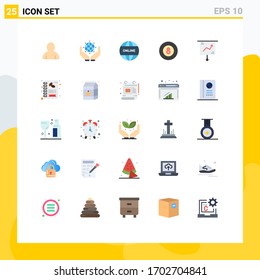 Group of 25 Flat Colors Signs and Symbols for finance; business; online; sport; baseball Editable Vector Design Elements