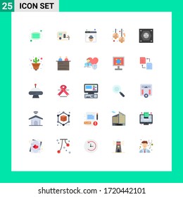 Group of 25 Flat Colors Signs and Symbols for electric; lamps; crime; decoration; bulb Editable Vector Design Elements