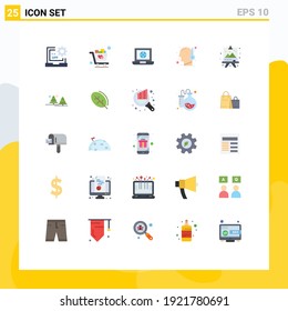 Group of 25 Flat Colors Signs and Symbols for board; fever; trolley; cold; internet Editable Vector Design Elements